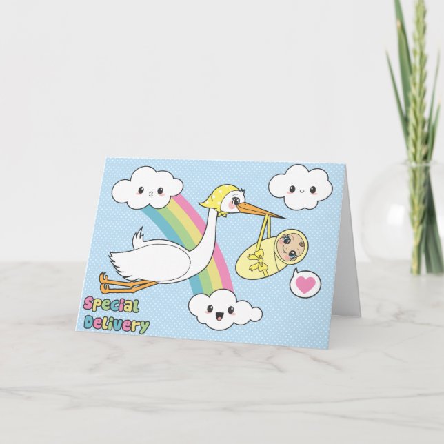 Special Delivery - Stork & Baby Card (Front)