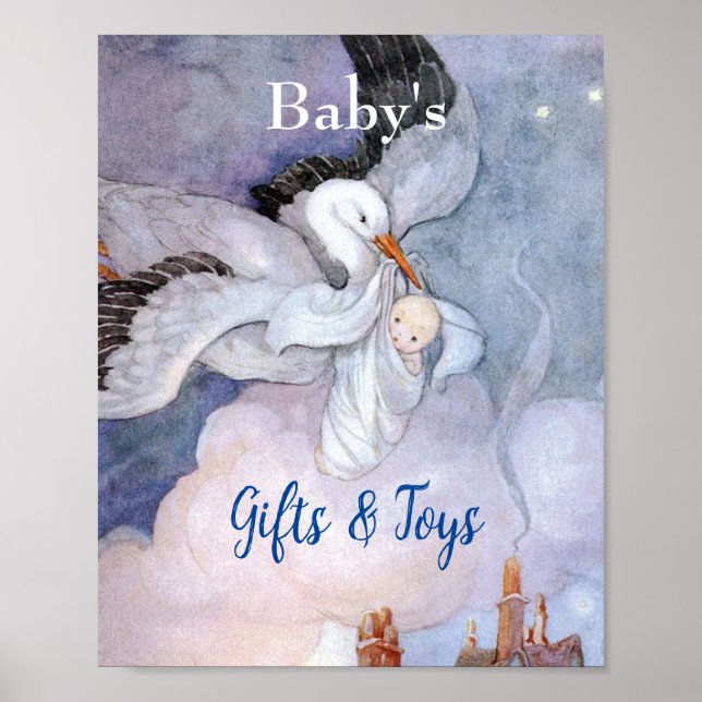 Special Delivery Stork Baby Shower Books & Toys Poster (Front)