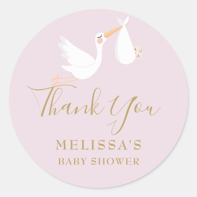 Special Delivery Stork Baby Shower/Sprinkle Classic Round Sticker (Front)