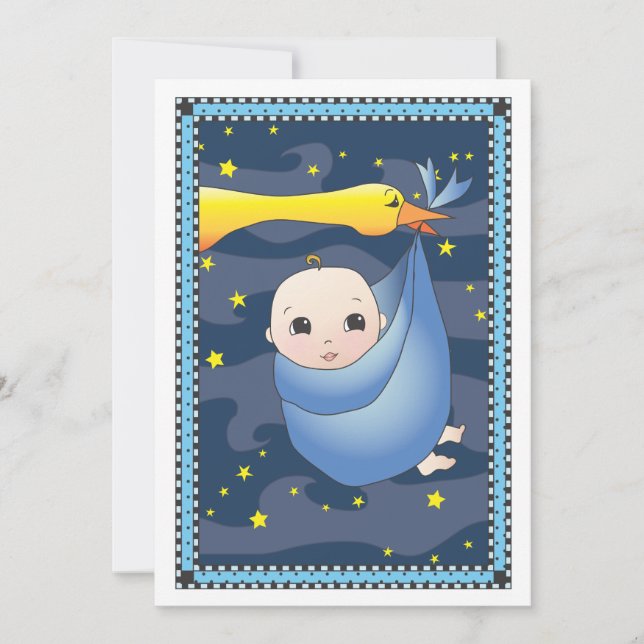 Special Delivery Stork Bundle of Boy Baby Shower Invitation (Front)