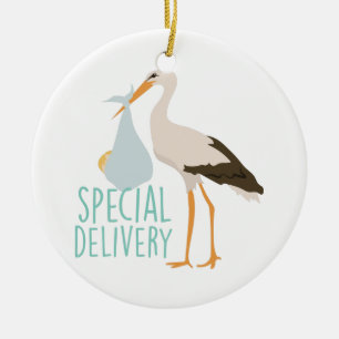 Special Delivery Stork Ceramic Ornament