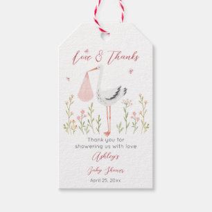 Special delivery stork spring baby shower gift tags