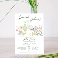 Special delivery stork spring flowers baby shower