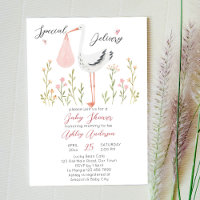 Special delivery stork spring flowers baby shower