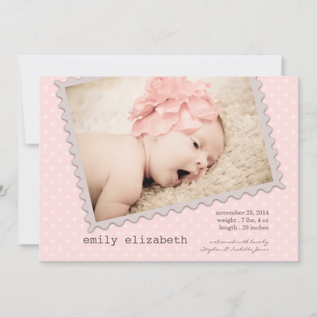 Special Delivery Sweet Baby Girl Photo Birth Announcement (Front)