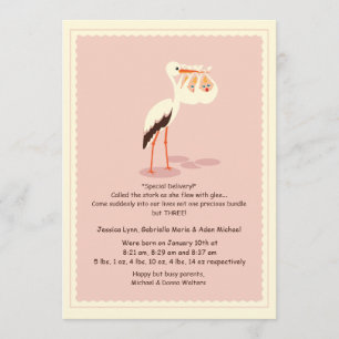 Special Delivery Triplets Birth Announcement