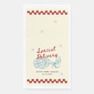 Special Delivery Vintage Pizza Baby Shower Napkin