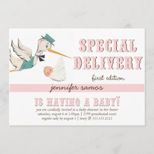 Special Delivery - Vintage Stork Invitation
