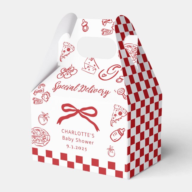 Special delivery Whimsical Bow Baby Shower Favour Box (Front Side)