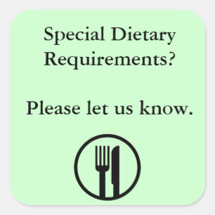 Special Dietary Requirements Square Sticker
