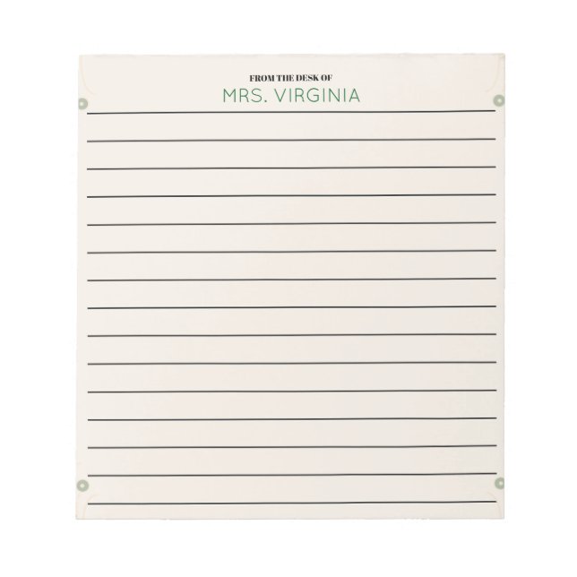 Special Dots Teacher Lined Paper From The Desk Of  Notepad (Front)