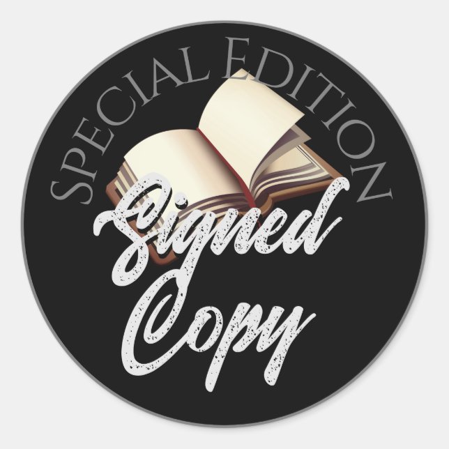 Special Edition Signed Copy Black Classic Round Sticker (Front)