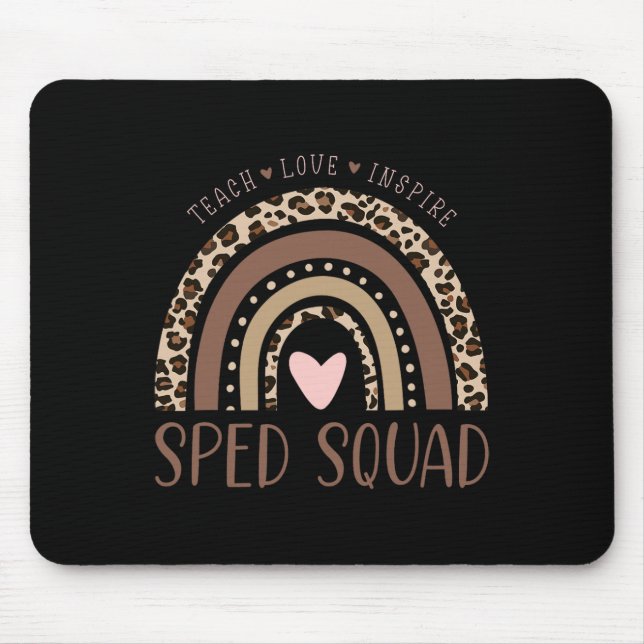 Special Education Sped Sped Squad Leopard Rainbow  Mouse Pad (Front)