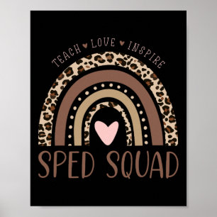 Special Education Sped Sped Squad Leopard Rainbow Poster