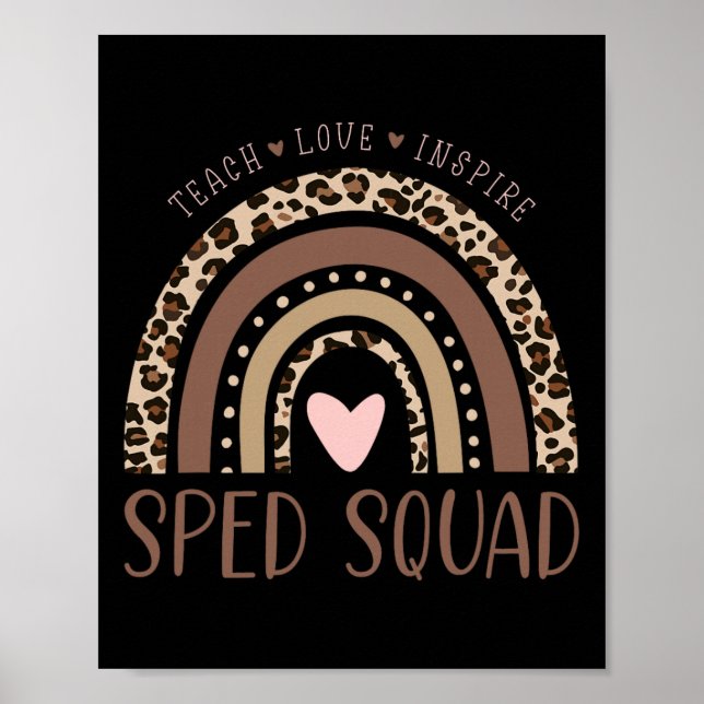 Special Education Sped Sped Squad Leopard Rainbow  Poster (Front)
