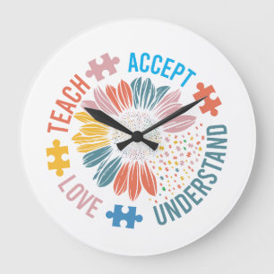 Special Education SPED Teacher Autism Sunflower Large Clock