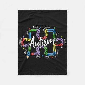 Special Education Teacher Autism Accept Understand Fleece Blanket