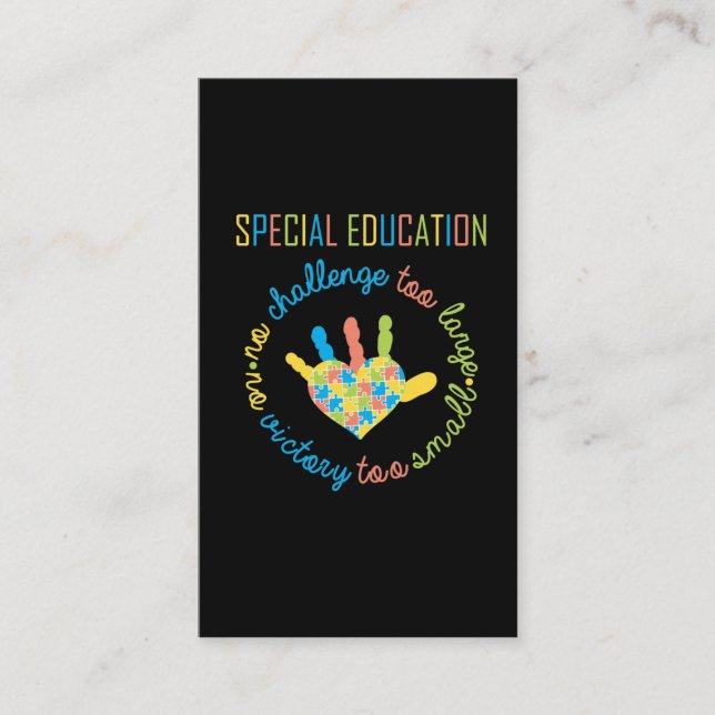 Special Education Teacher Autism Awareness Puzzle Business Card (Front)