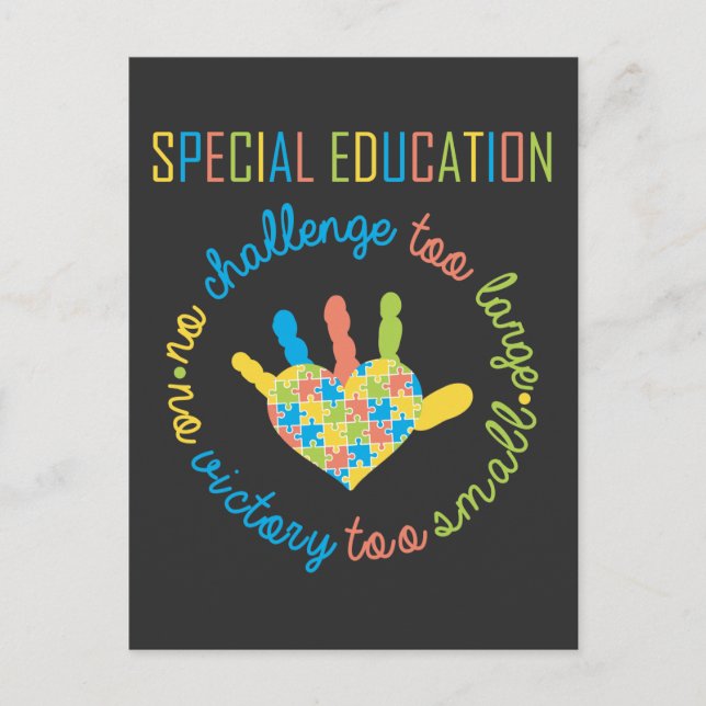 Special Education Teacher Autism Awareness Puzzle Postcard (Front)