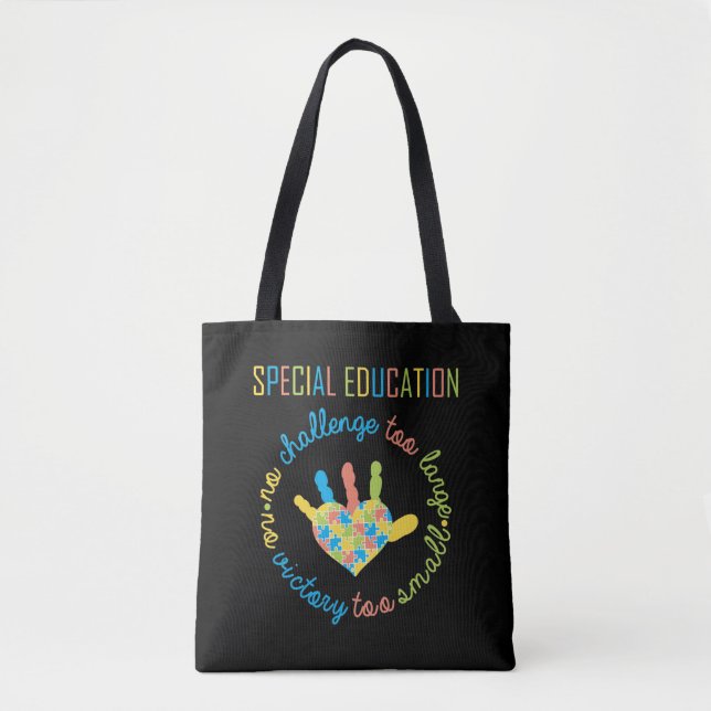 Special Education Teacher Autism Awareness Puzzle Tote Bag (Front)