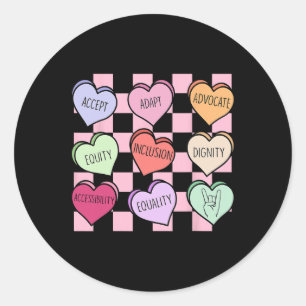 Special Education Teacher Candy Heart Valentines D Classic Round Sticker
