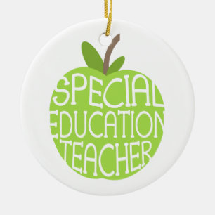 Special Education Teacher Green Apple Ornament