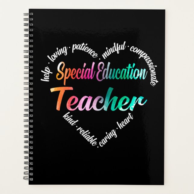 Special Education Teacher Heart Word Cloud Planner (Front)