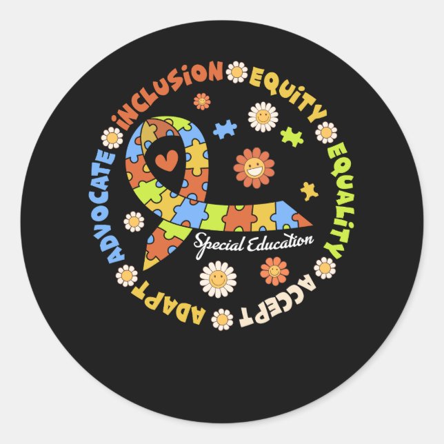 Special Education Teacher Inspirational Autism Awa Classic Round Sticker (Front)