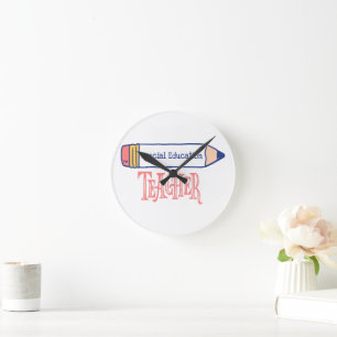 Special Education Teacher Pencil Design Round Clock