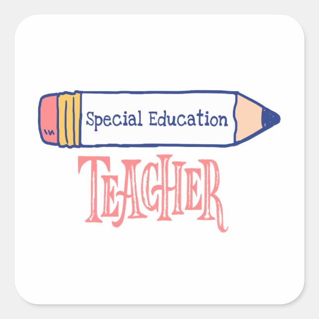 Special Education Teacher Pencil Design Square Sticker (Front)