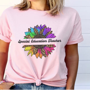 Special Education Teacher Rainbow Sunflower  T-Shirt