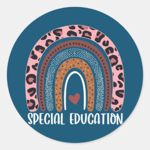 Special Education Teacher SPED Leopard Boho Classic Round Sticker