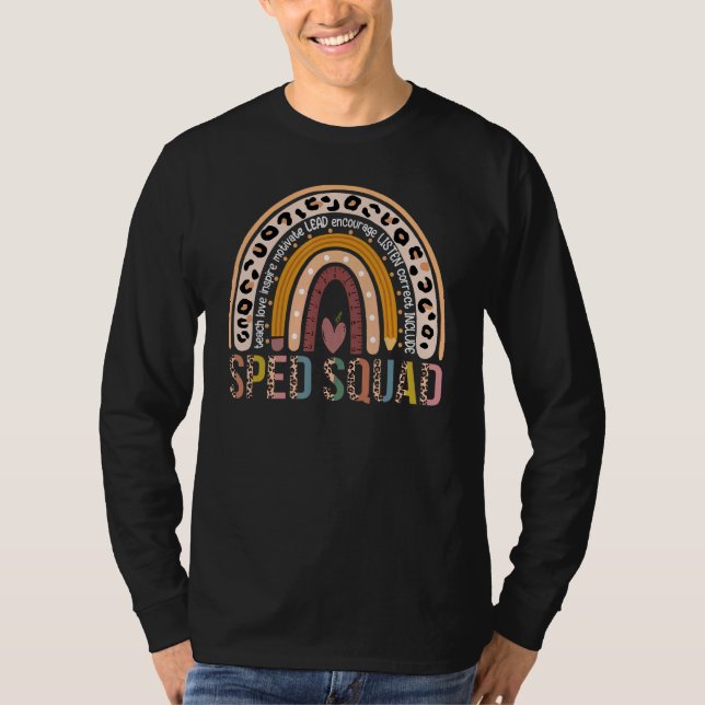 Special Education Teacher Sped Leopard Boho Rainbo T-Shirt (Front)