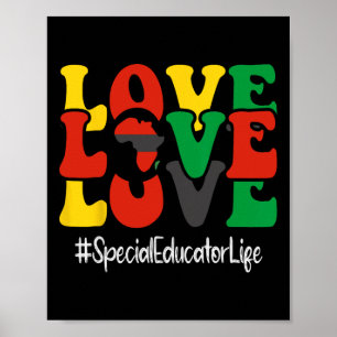 Special Educator Love Groovy Women Black History M Poster