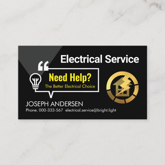 Special Electrical Bulb Bubble Speech Business Card (Front)