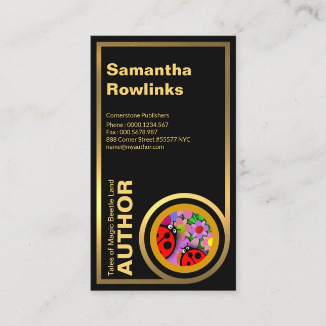 Special Elegant Curved Gold Picture Frame Writer Business Card (Front)