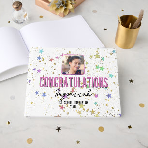 Special Event Colorful Stars on White Background Guest Book