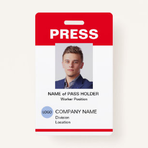 Special Event Guest Press Employee I.D. Badge ID Badge