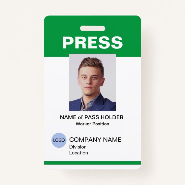 Special Event Guest Press Employee I.D. Badge ID Badge (Front)