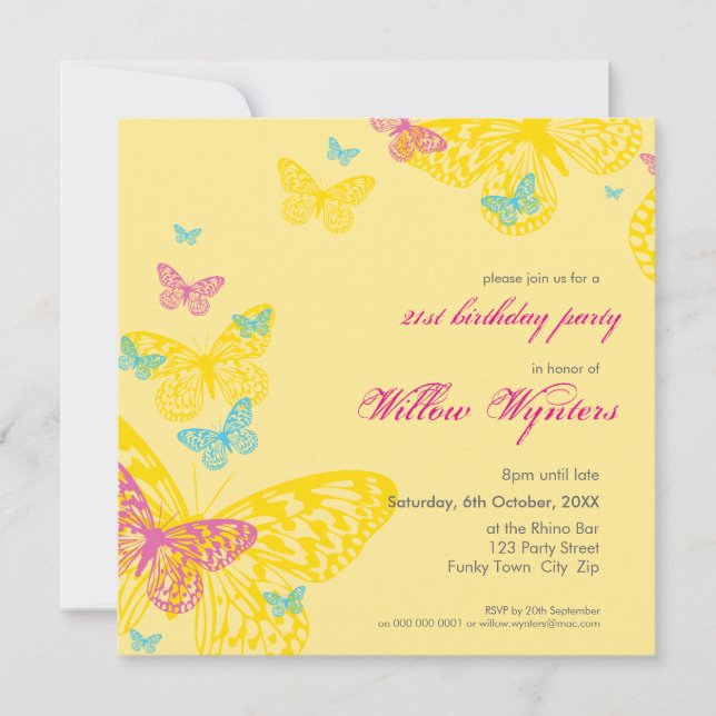 SPECIAL EVENT INVITES :: butterflies 6SQ (Front)