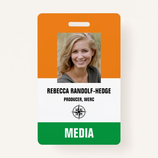 SPECIAL EVENT MEDIA PASS - Photo I.D. Badge ID Badge (Front)