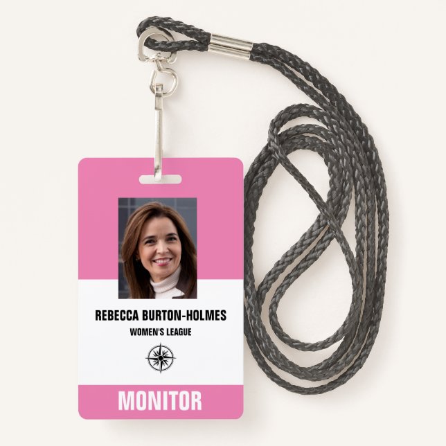 SPECIAL EVENT MONITOR PASS - Photo I.D. ID Badge (Front with Lanyard)