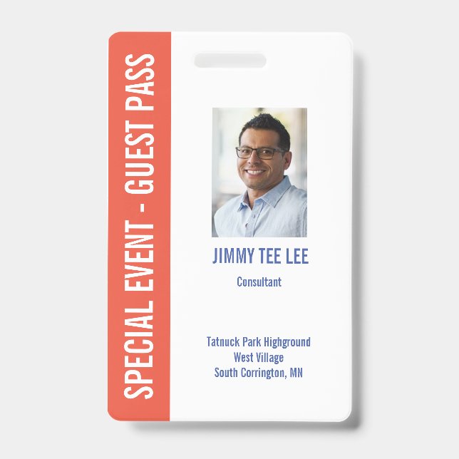 Special Event Photo ID Badge (Front)