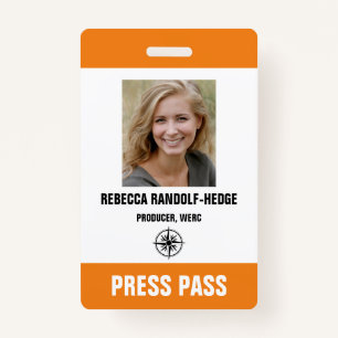 SPECIAL EVENT PRESS PASS - Coloured Bars Photo I.D ID Badge