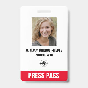 SPECIAL EVENT PRESS PASS - Photo I.D. ID Badge