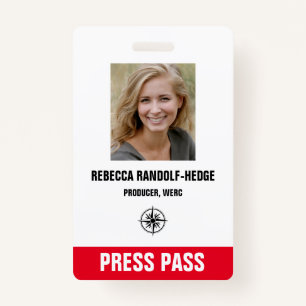 SPECIAL EVENT PRESS PASS - Photo I.D. ID Badge