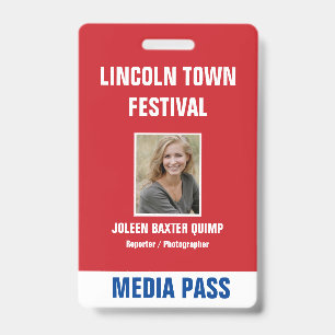 Special Event Security Media Pass QR code ID Badge