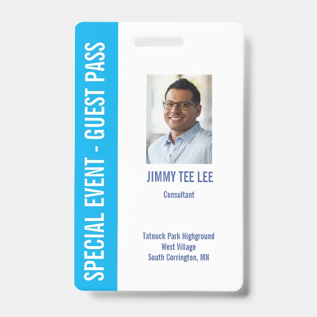 Special Event Security Photo Pass ID Badge (Front)
