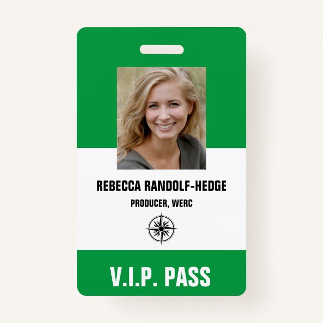 SPECIAL EVENT V.I.P. PASS - Photo I.D. Badge ID Badge (Front)