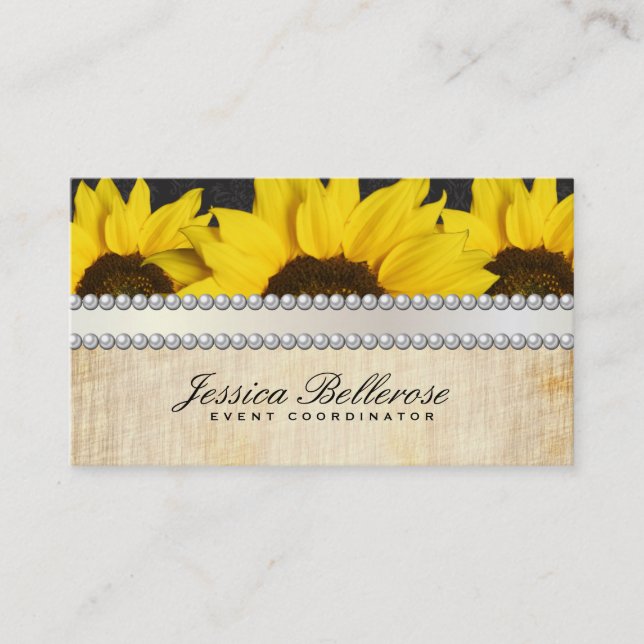 Special Events | Vintage, Sunflowers Business Card (Front)